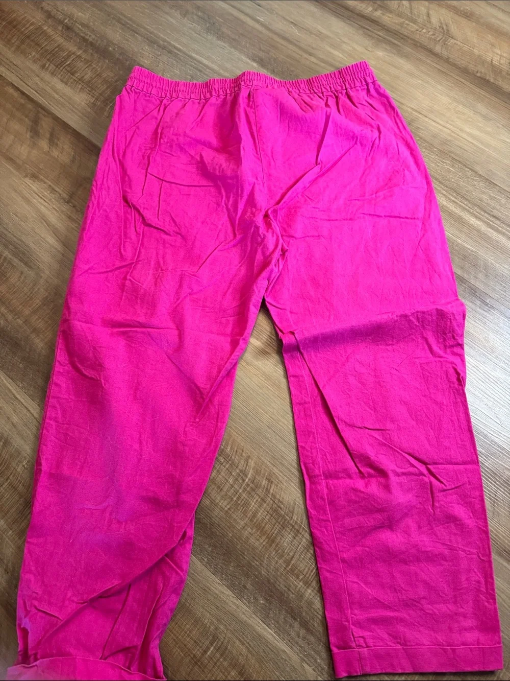 J. Crew Bright Hot Pink Cropped Drawstring linen Pants